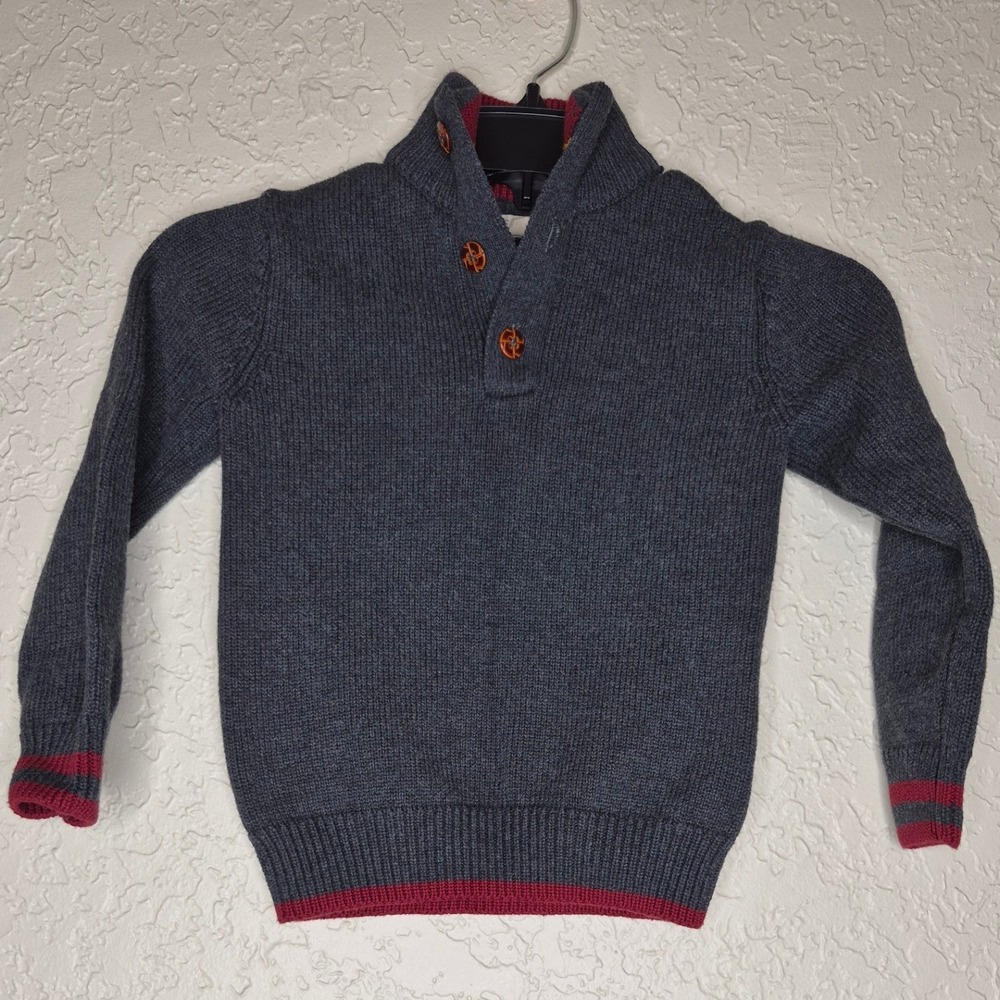 Hope & Henry Boys Gray Organic Cotton Shawl Collar Sweater XS
